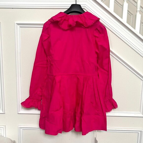 NWT Self-Portrait Fuchsia Pink Lace Ruffled Cotton-poplin Mini Dress 4 - Picture 12 of 16